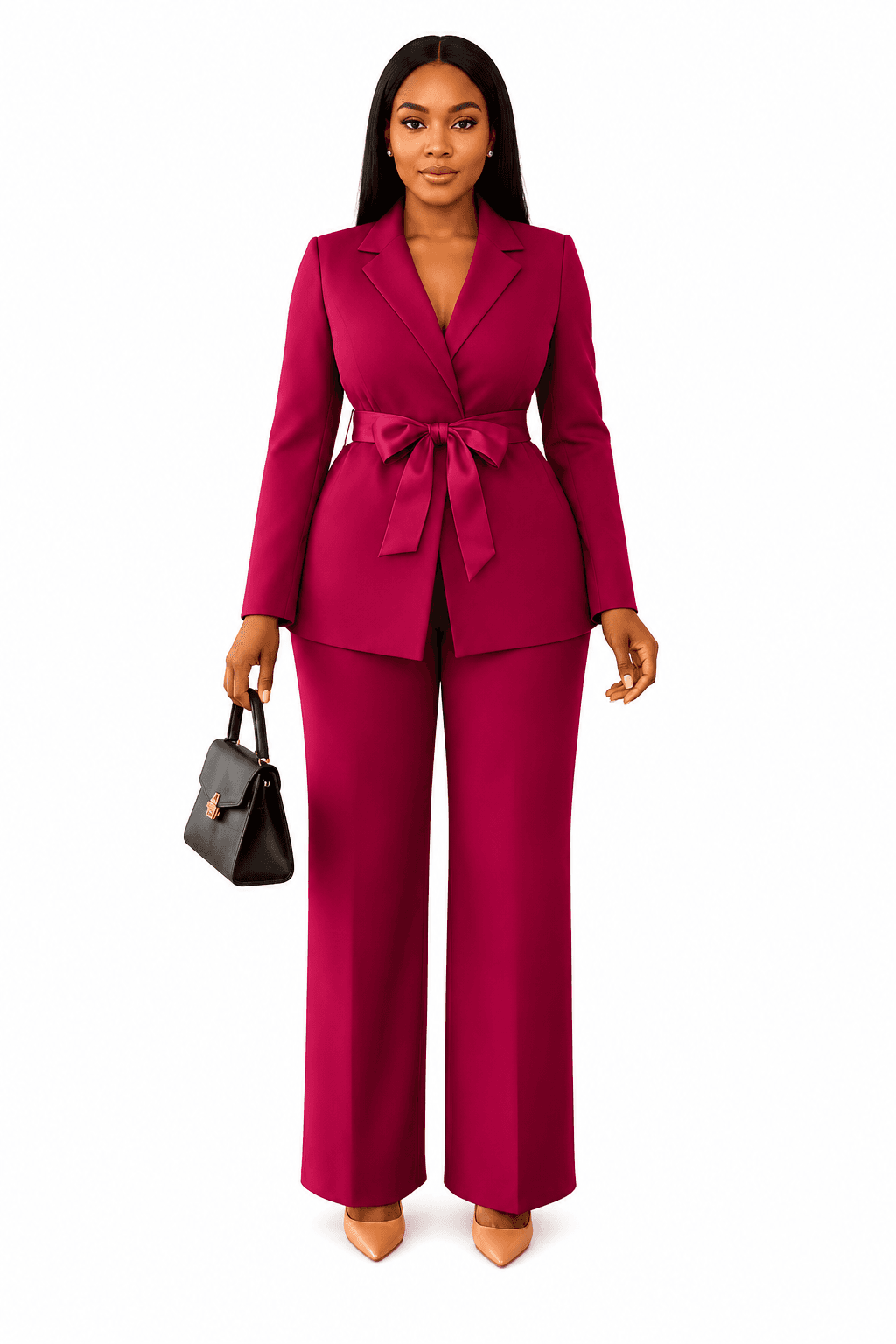 Berry Belted Suit