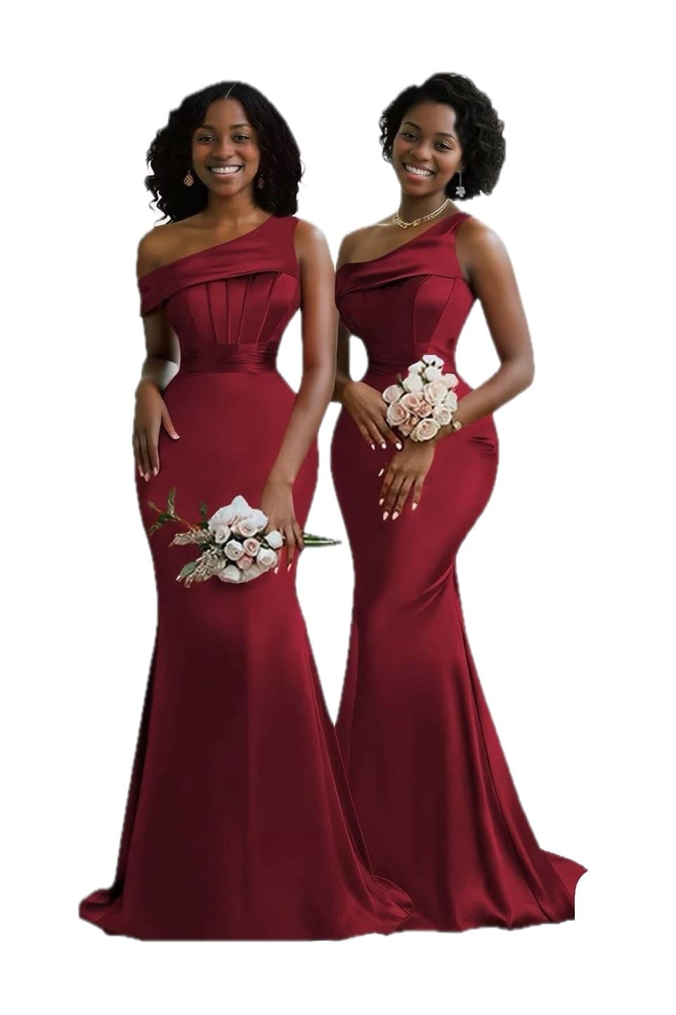 Burgundy One-Shoulder Mermaid