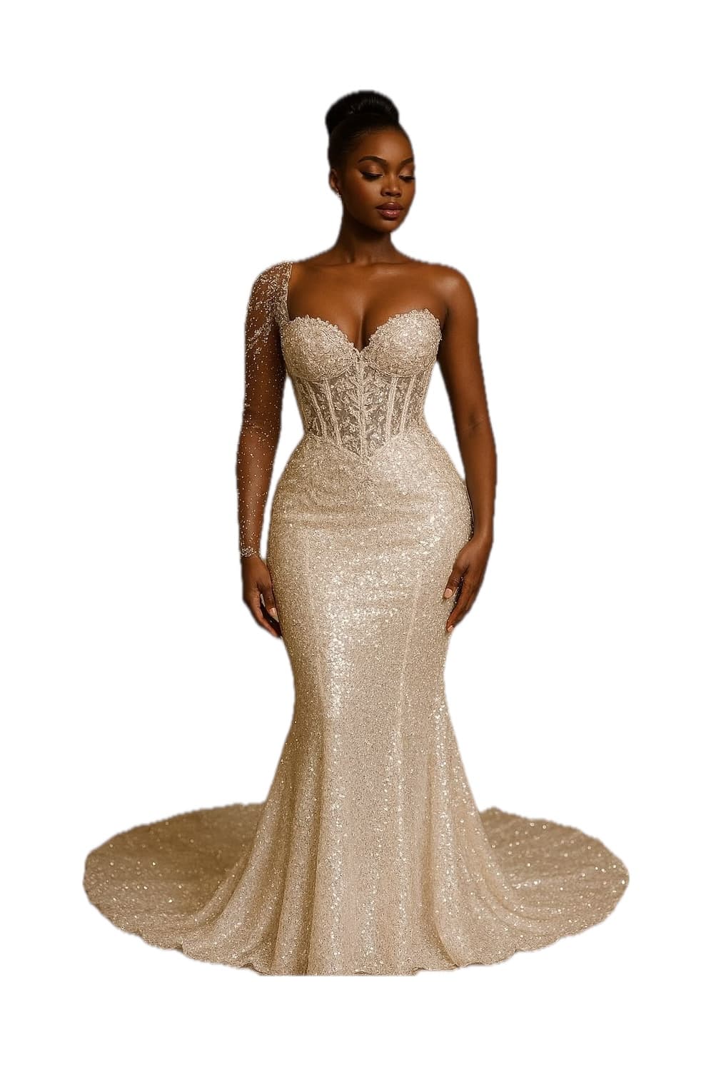 Champagne Sequin Corset Gown