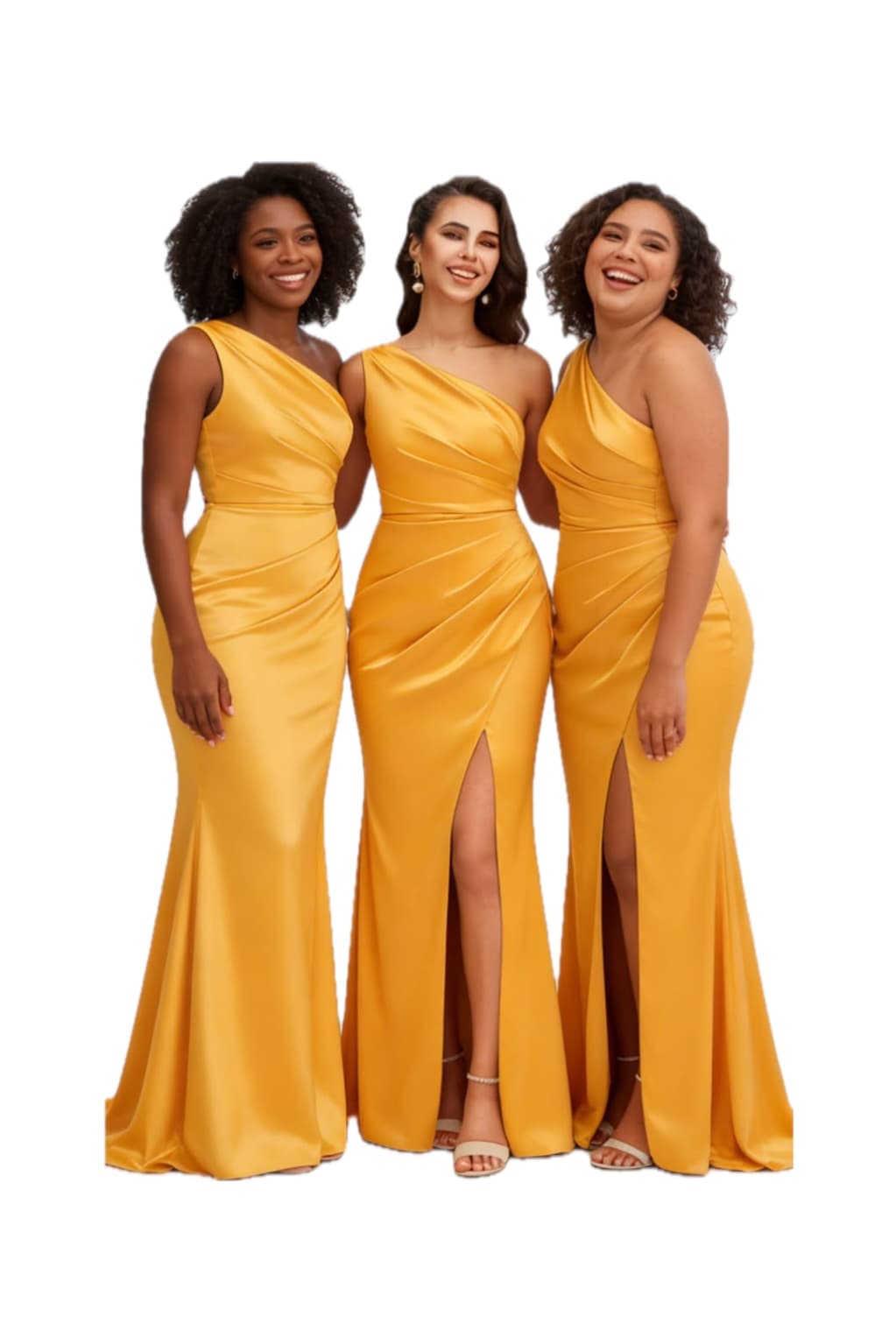 Marigold One-Shoulder Satin Gown