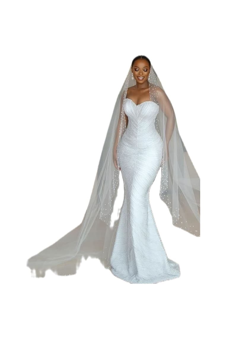 Pearl Corset Gown with Cathedral Veil