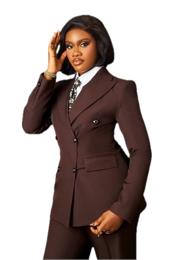Chocolate Double-Breasted Suit, Women's Suits