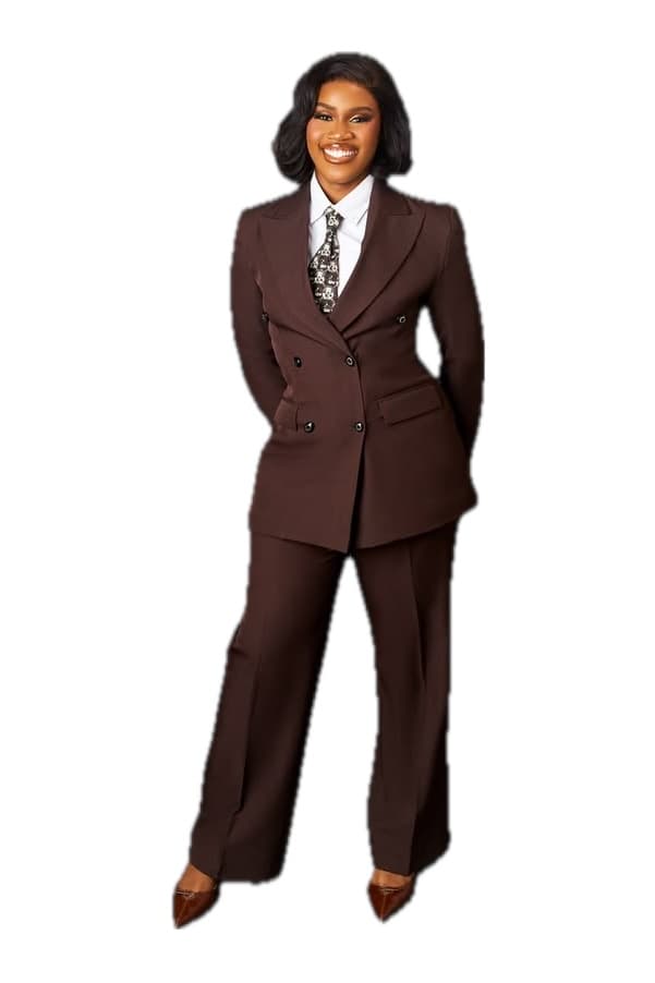 Chocolate Double-Breasted Suit, Women's Suits