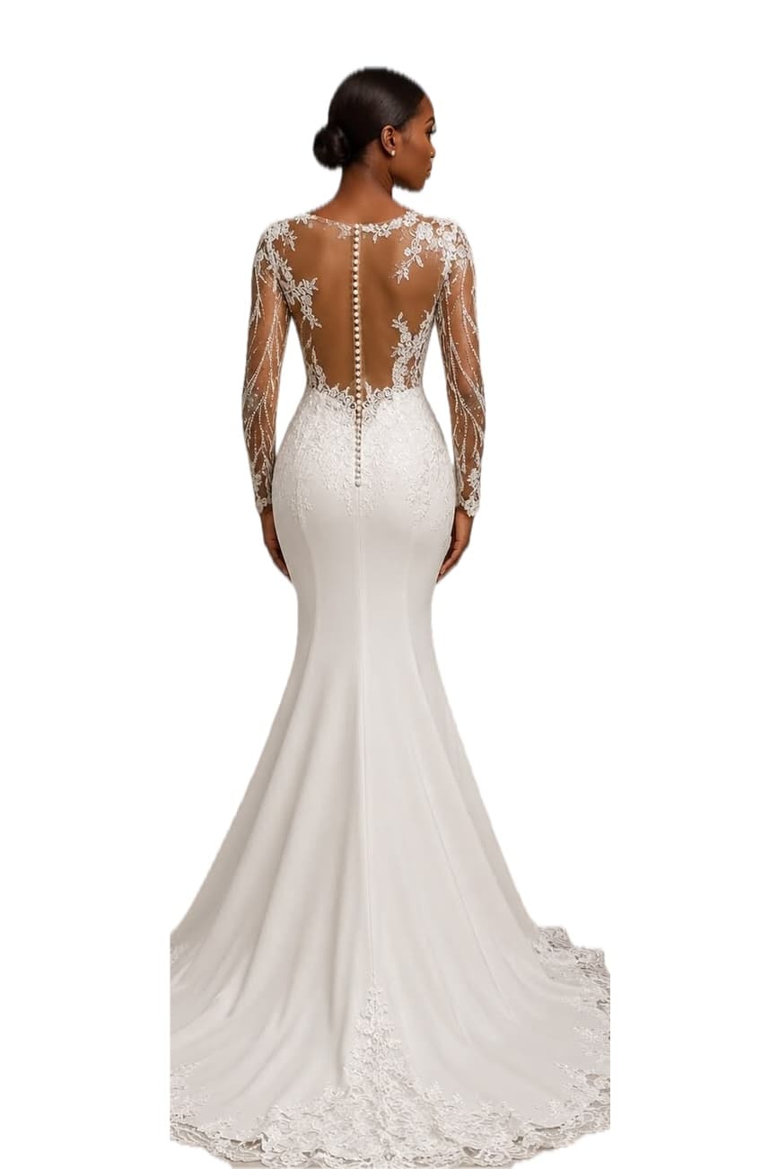 Illusion Lace Mermaid Gown, Reception Dresses