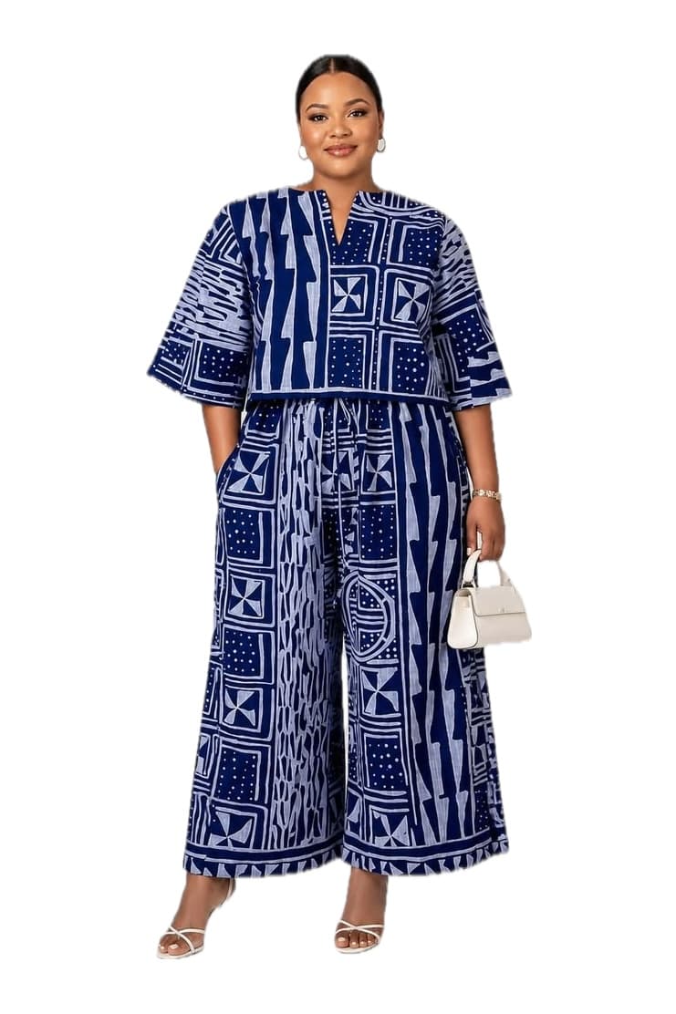 Indigo Batik Crop Set, Kitenge