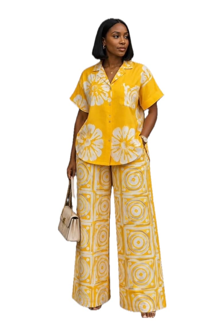 Sunflower Kitenge Shirt Set, Kitenge